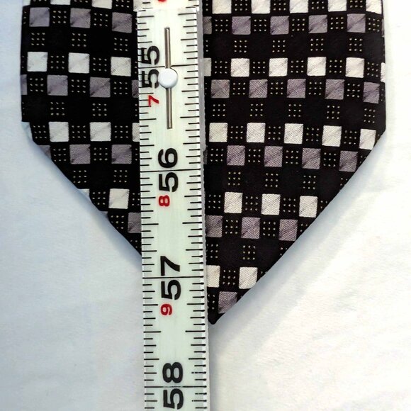 Kilburne and Finch Fine Clothiers Mens Silk Tie Black Gray Checks Wedding Office - Picture 9 of 10